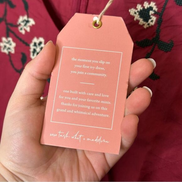 BNWT Ivy City Co Maroon Floral Heidi Dress Tie Waist Cotton Dress XL Cottagecore - Picture 13 of 14